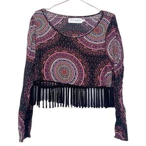 Gypsy warrior crop top with fringe size large